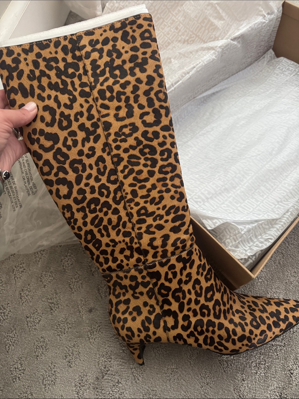 Steve Madden Leopard Print Knee-High Heeled Boot in Brown/Black